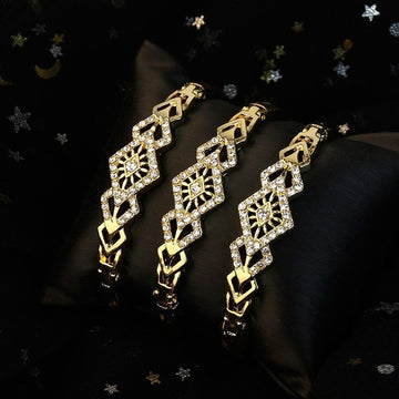 Gold Color Hollow Crystal Cuff Rhinestone Bangles Bracelet for Women - The Jewellery Supermarket